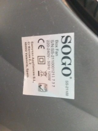 Ventilador SOGO Negro 125 w