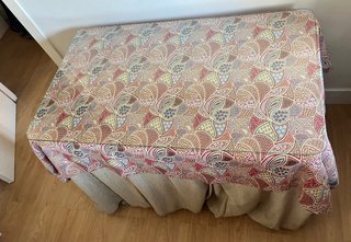Mesa Camilla Cristal y Tela Beige