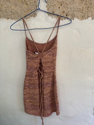 Vestido canalé Bershka rosa talla S