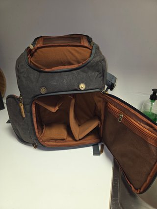 Mochila Fotográfica Marrón y Gris