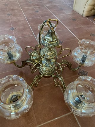 Lámpara Techo Clásica 5 Luces Cristal