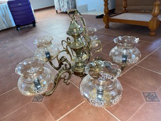 Lámpara Techo Clásica 5 Luces Cristal