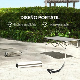Mesa Camping Plegable Enrollable Caqui