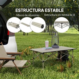 Mesa Camping Plegable Enrollable Caqui