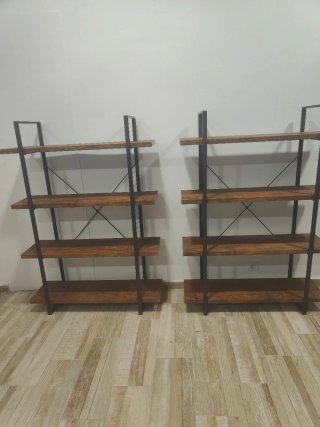 Dos estanterías industrial madera y metal