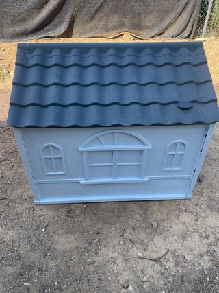 Caseta para perro azul y gris