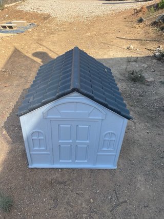 Caseta para perro azul y gris