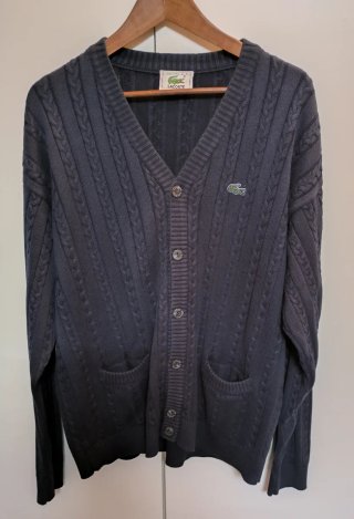 Cárdigan vintage Lacoste de punto trenzado, L/XL