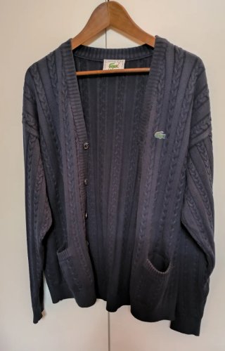 Cárdigan vintage Lacoste de punto trenzado, L/XL