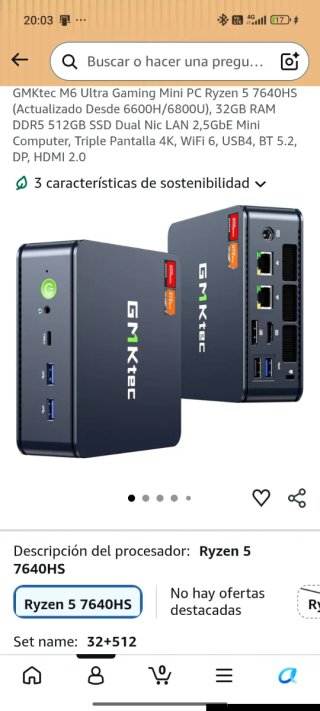 GMKtec M6 Mini PC Ryzen 5 7640HS  sin ram ni ssd