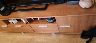 Mueble TV salón madera y cristal