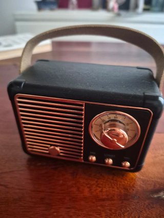 Altavoz Bluetooth Retro Vintage Negro/Dorado
