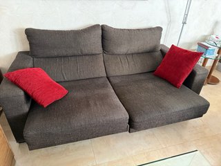 Sofá 3 plazas extensible marrón