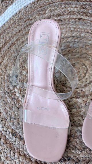 Sandalias ÉTIKA Vinilo Transparente Tacón Beige