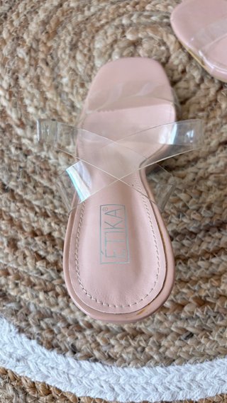Sandalias ÉTIKA Vinilo Transparente Tacón Beige