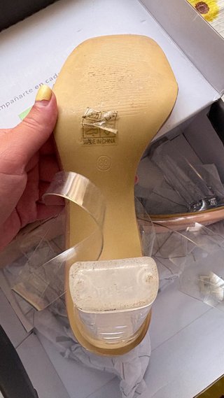 Sandalias ÉTIKA Vinilo Transparente Tacón Beige