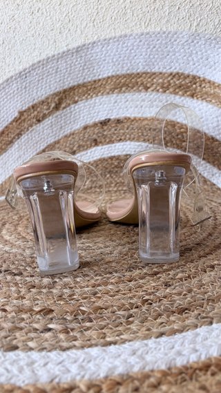 Sandalias ÉTIKA Vinilo Transparente Tacón Beige