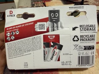 Pilas Energizer D 4 Pack