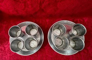 2 set piccoli portavasi metallo zincato