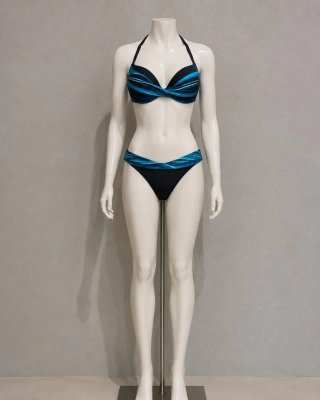 Bikini negro y azul sin usar