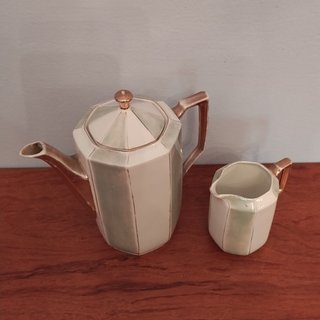 Cafetera y lechera porcelana vintage Art Decó