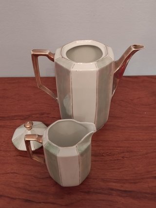 Cafetera y lechera porcelana vintage Art Decó