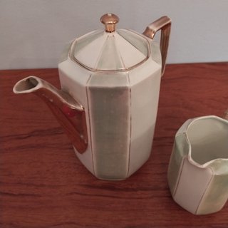 Cafetera y lechera porcelana vintage Art Decó