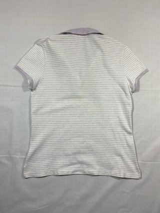 Polo Lacoste Rayas Morado Blanco Talla M