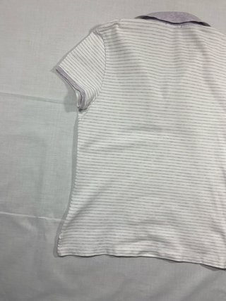 Polo Lacoste Rayas Morado Blanco Talla M