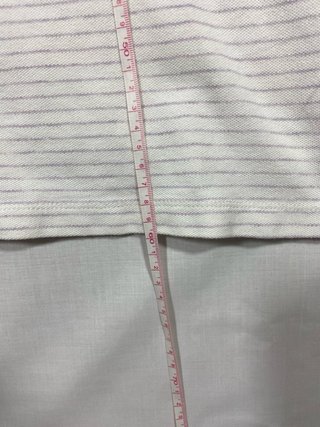 Polo Lacoste Rayas Morado Blanco Talla M