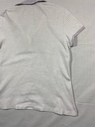 Polo Lacoste Rayas Morado Blanco Talla M