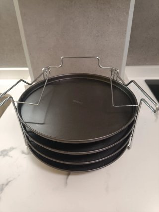 Set 4 bandejas pizza Zenker con soporte