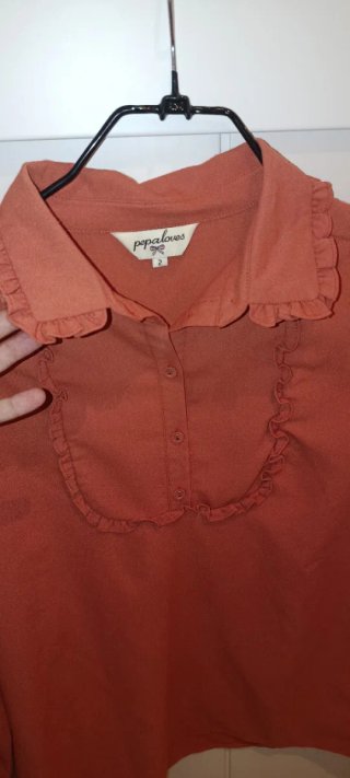 Pepaloves terracotta ruffle blouse - Size 2 (S)
