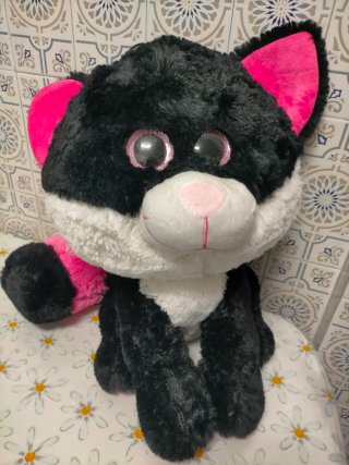 Peluche gato negro y blanco