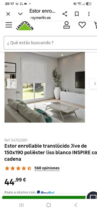 Estor Inspire JIVE 150x190 cm Blanco