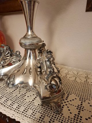 Frutero Inglés Silverplate y Cristal