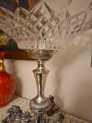 Frutero Inglés Silverplate y Cristal