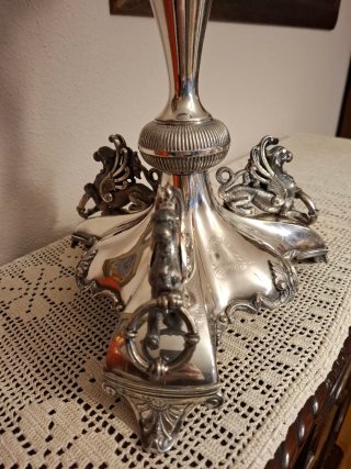 Frutero Inglés Silverplate y Cristal