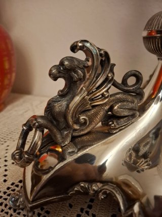 Frutero Inglés Silverplate y Cristal