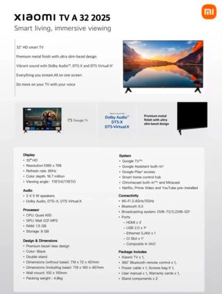 Xiaomi TV A 32 pulgadas Smart TV