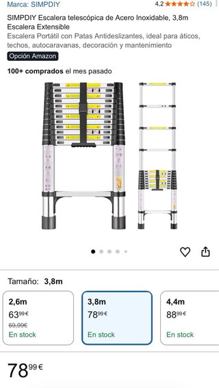 Escalera SIMPDIY telescópica 3,8m.