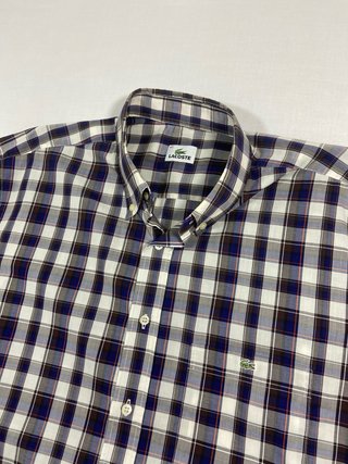 Camisa Lacoste Cuadros Azul y Blanco Talla L