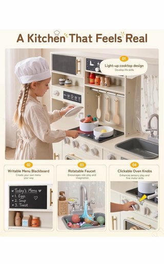 Cocina Juguete Madera 105cm Luz Sonido Niños