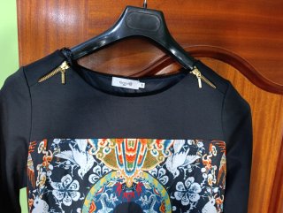 Vestido Formula Joven Talla S Negro Estampado