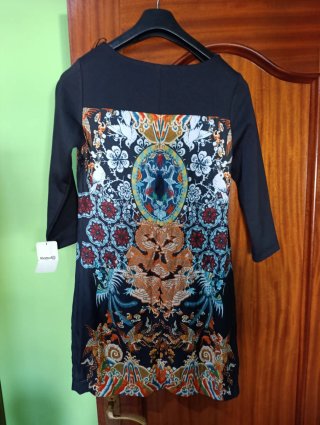 Vestido Formula Joven Talla S Negro Estampado