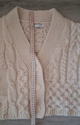 Chaqueta Zara Beige Punto Trenzado