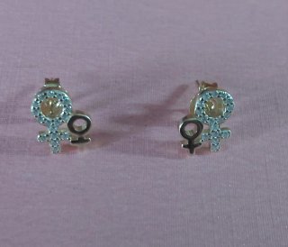 Pendientes Símbolo Mujer Plata Baño Oro