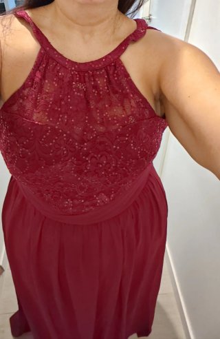 Vestido largo fiesta granate/burdeos