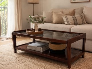 Mesa de centro madera y cristal
