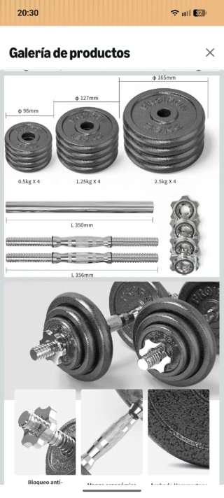 Kit de Mancuernas Pro Iron Hierro Fundido 20KG